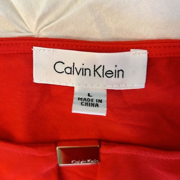 Calvin Klein Women's Orange Round Neck Sleeveless Blouse Top Size Large - Picture 5 of 8
